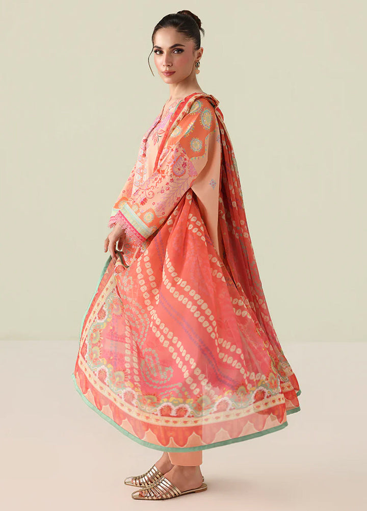 Rosette by Roheenaz Unstitched Lawn Embroidered 3 Piece Suit RNZ26UR Warm Horizon-5B - Summer Collection