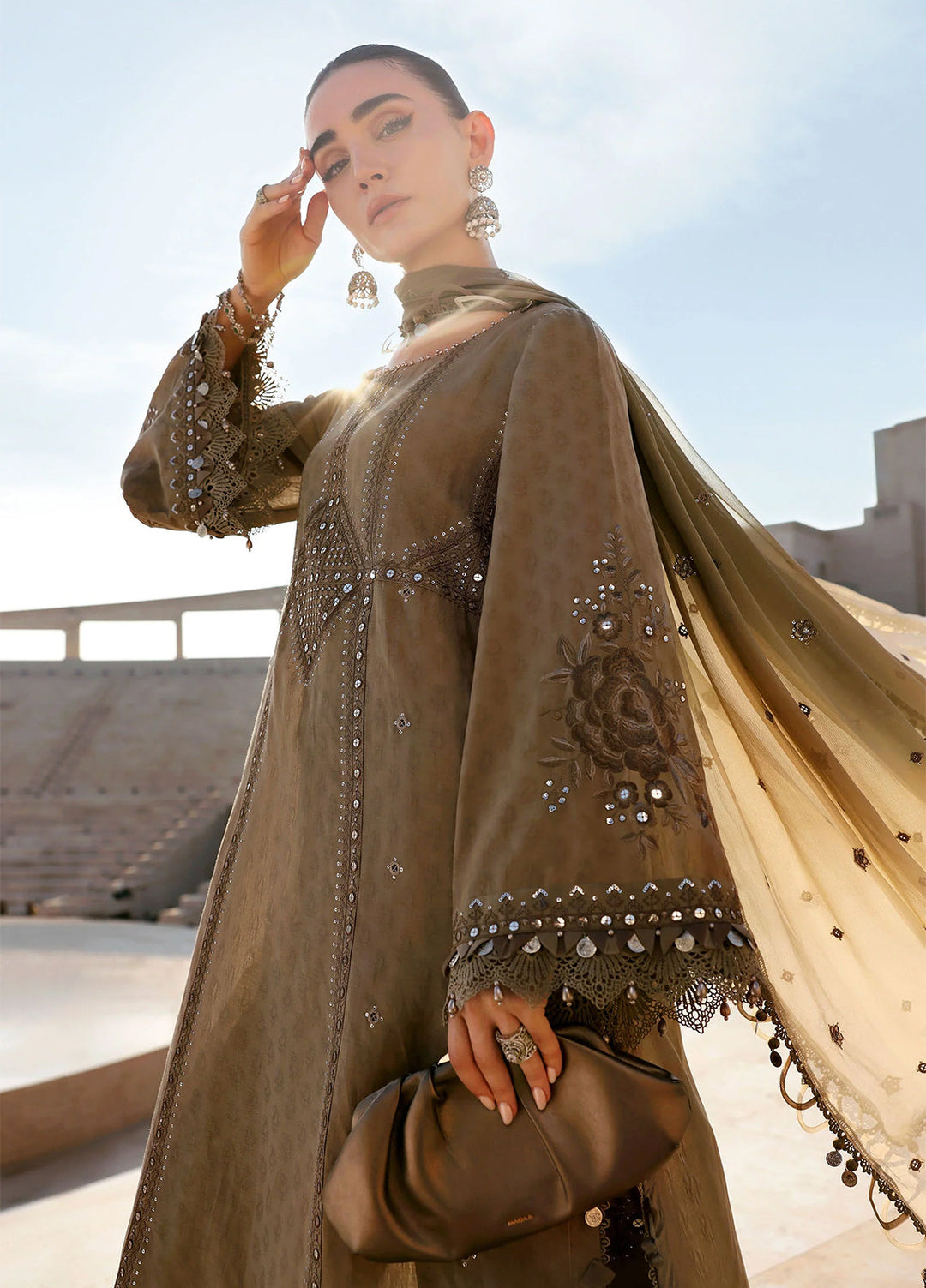Maria B Unstitched Embroidered Luxury Lawn 3 Piece Suit MB26UEL 2A - Eid Collection