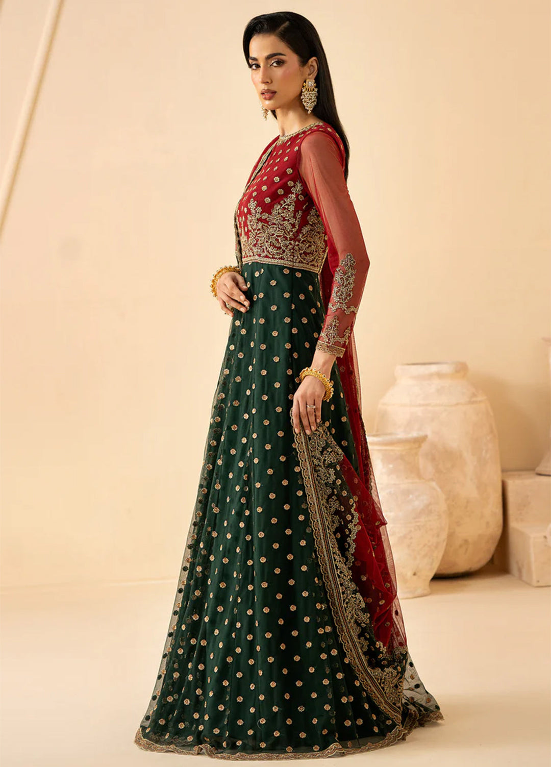 Riwayat by Zarif Unstitched Embroidered Net 4 Piece Suit ZR26URN Elika ZRF-RC-02 - Festive Collection