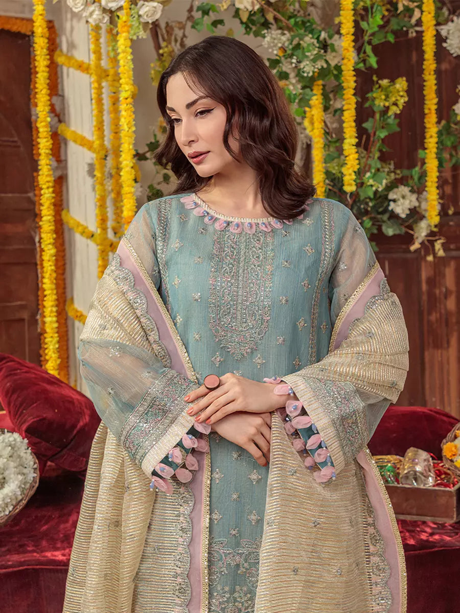 Salitex Unstitched Embroidered Cotton Net 3 Piece Suit SUNS7JI064UT - Festive Collection
