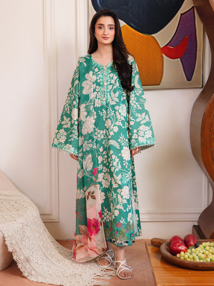 Femmora by Yards Unstitched Embroidered Lawn 3 Piece Suit Emerald Green Casual Collection