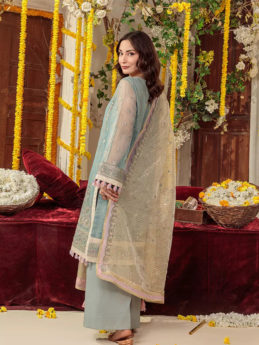 Salitex Unstitched Embroidered Cotton Net 3 Piece Suit SUNS7JI064UT - Festive Collection