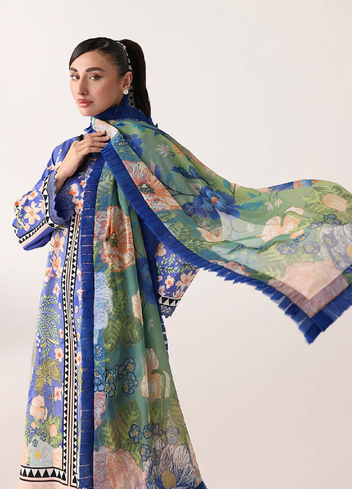 Rosette by Roheenaz Unstitched Lawn Embroidered 3 Piece Suit RNZ26UR Breeze Of Dawn-6A - Summer Collection