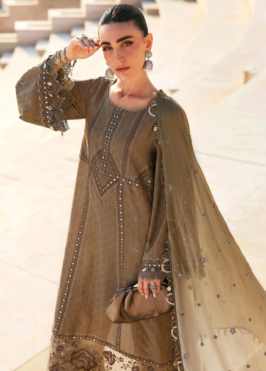 Maria B Unstitched Embroidered Luxury Lawn 3 Piece Suit MB26UEL 2A - Eid Collection