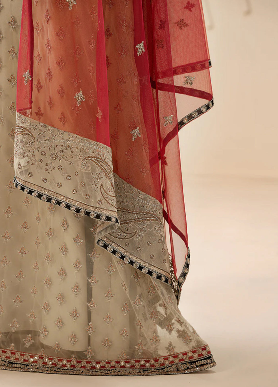 Riwayat by Zarif Unstitched Embroidered Net 3 Piece Suit ZR26URN ZRF-RC-04 SANDALI - Festive Collection