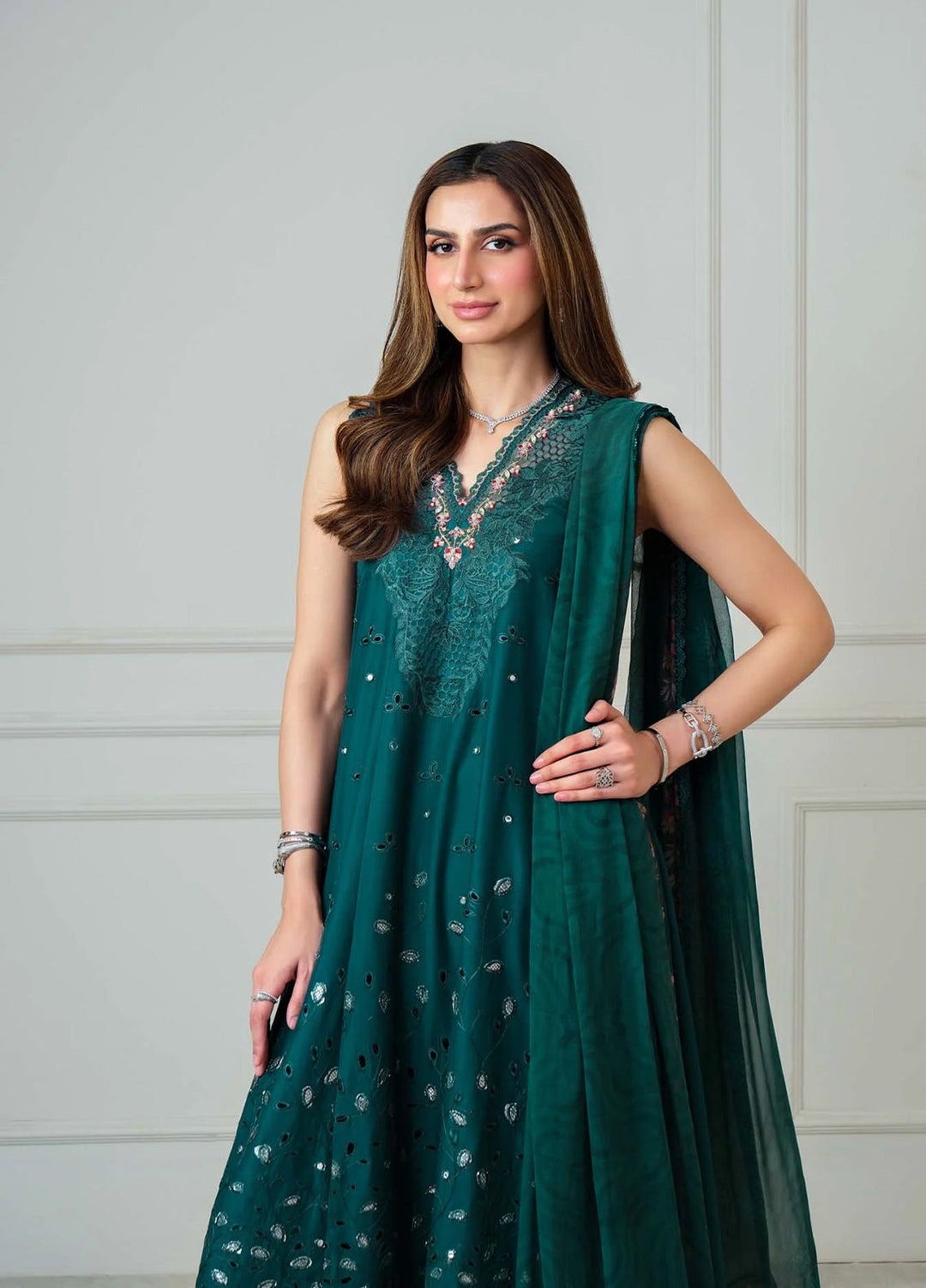 Noor by Saadia Asad Unstitched Embroidered Luxury Lawn 3 Piece Suit SA26UNL D6B-ZELINA - Eid Collection