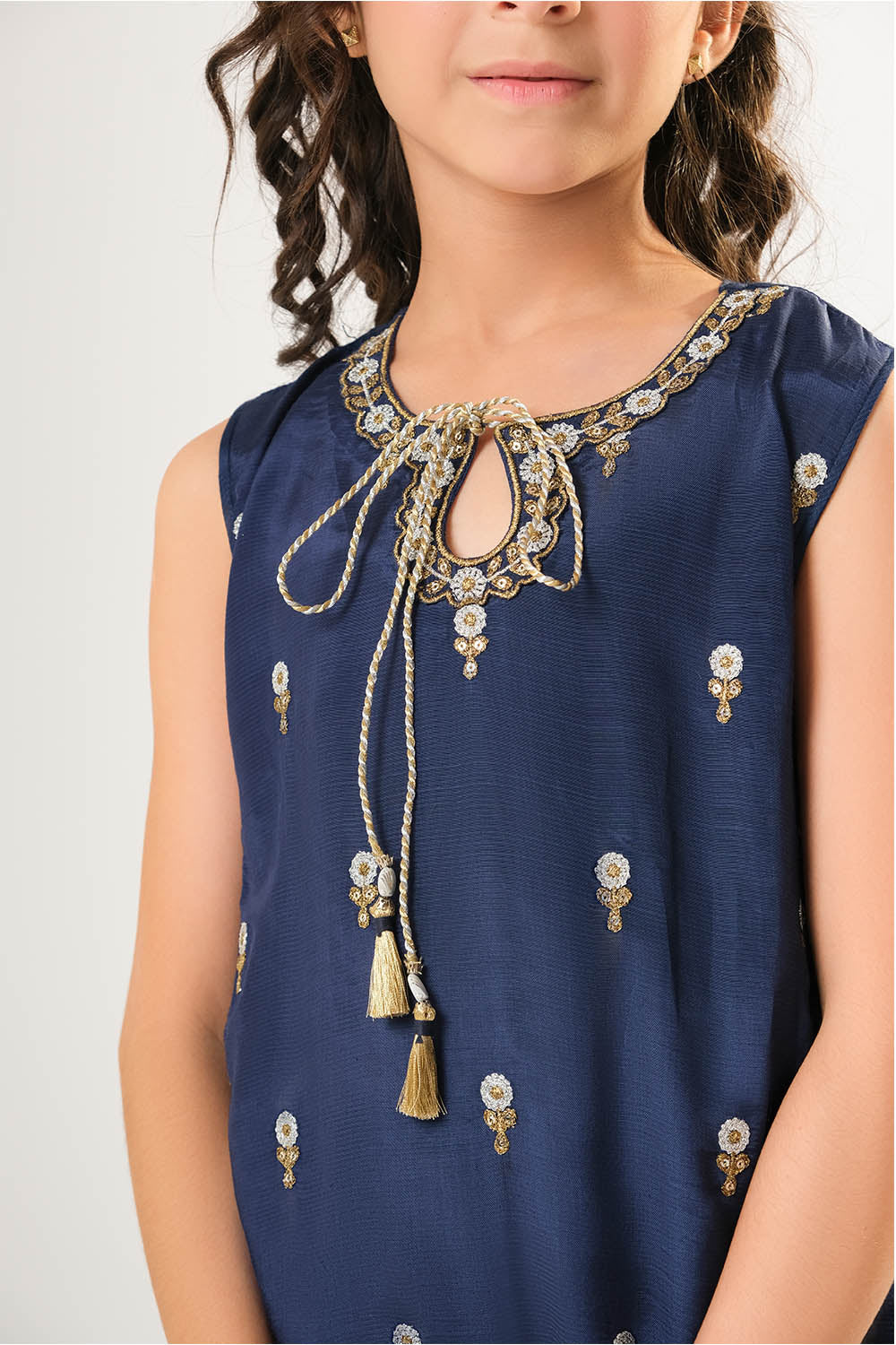 Senorita Kids RTW Kids formal clothes Blue and Multicolor Formal 3 Piece Suit Viscose Raw-Silk KDD-03105 - Summer Collection