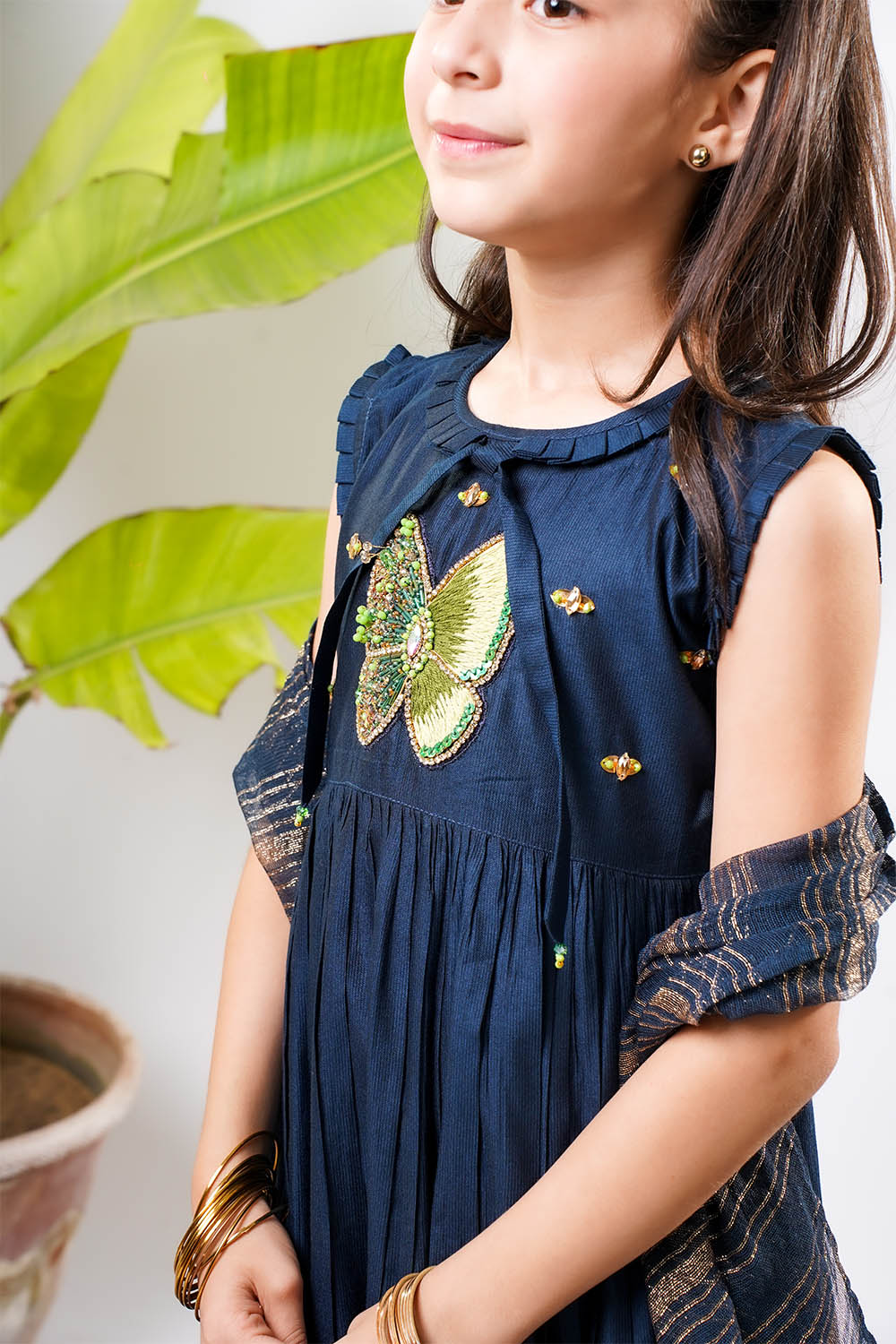 Senorita Girls RTW Embroidered Chambray 3 Piece Suit KDD-03236 Eid Collection