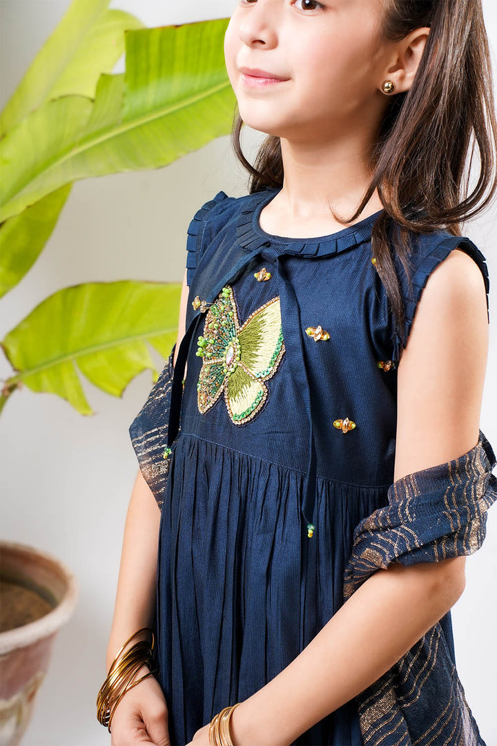 Senorita Girls RTW Embroidered Chambray 3 Piece Suit KDD-03236 Eid Collection