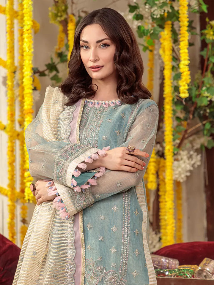 Salitex Unstitched Embroidered Cotton Net 3 Piece Suit SUNS7JI064UT - Festive Collection