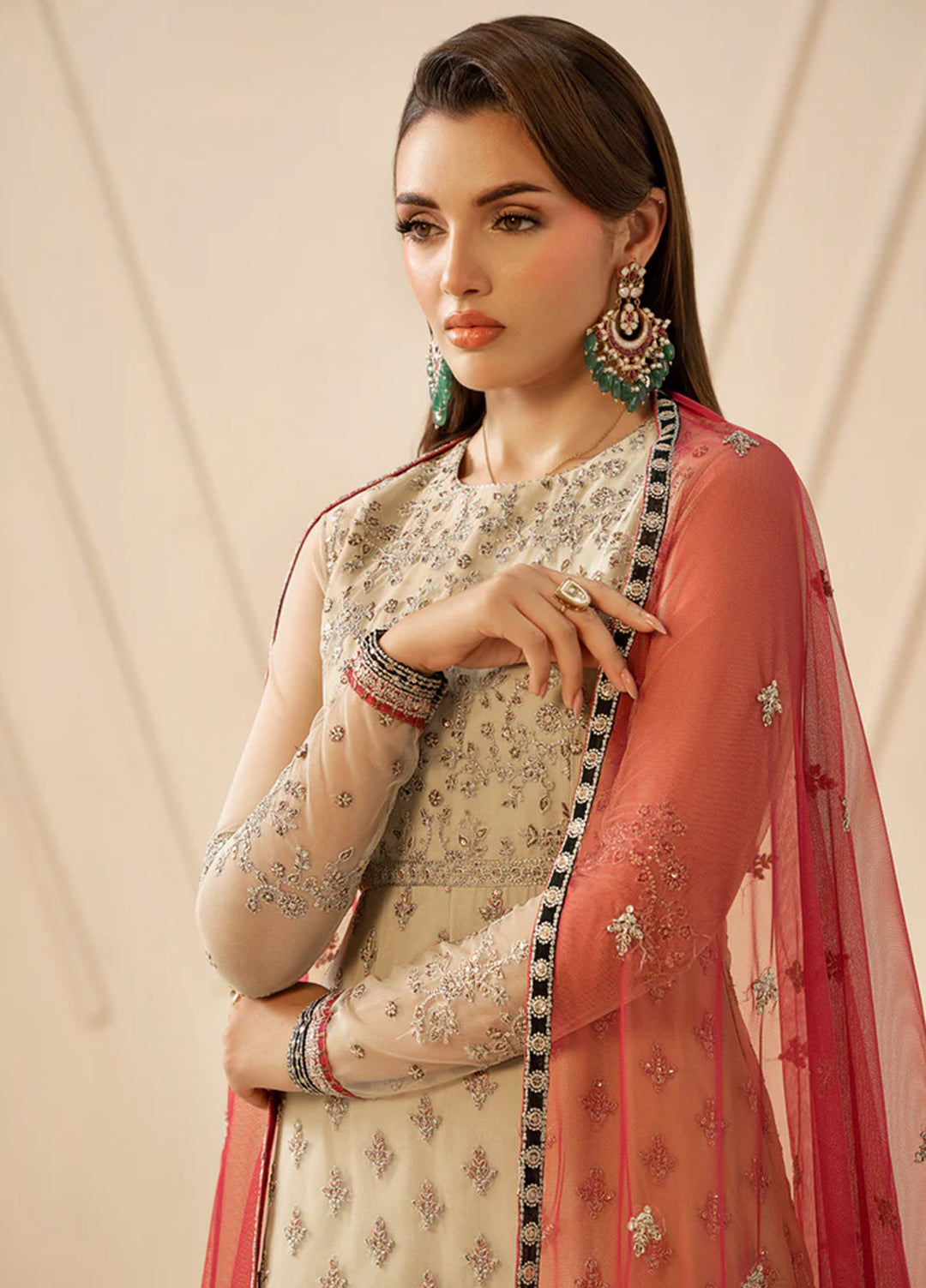 Riwayat by Zarif Unstitched Embroidered Net 3 Piece Suit ZR26URN ZRF-RC-04 SANDALI - Festive Collection