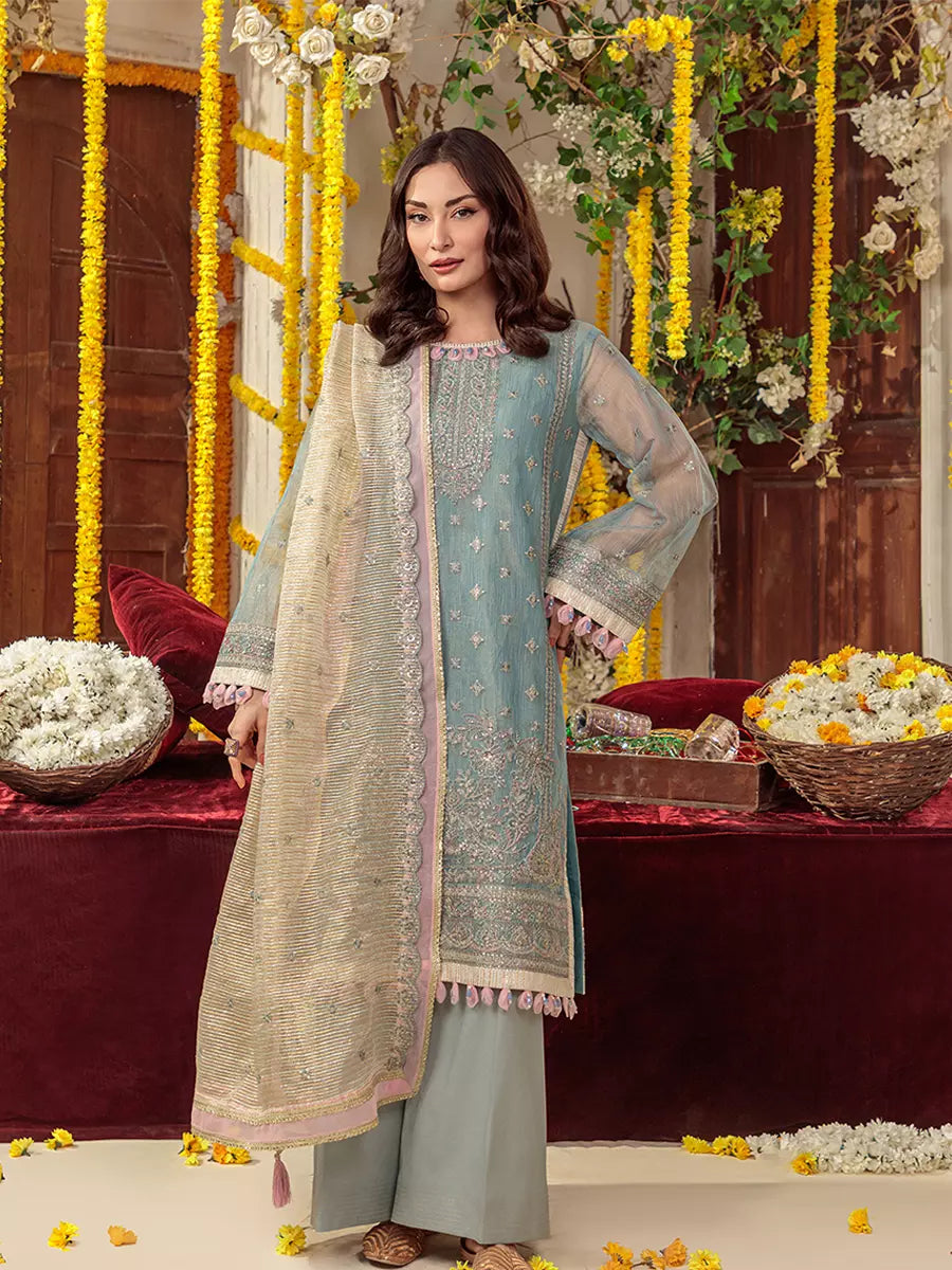 Salitex Unstitched Embroidered Cotton Net 3 Piece Suit SUNS7JI064UT - Festive Collection