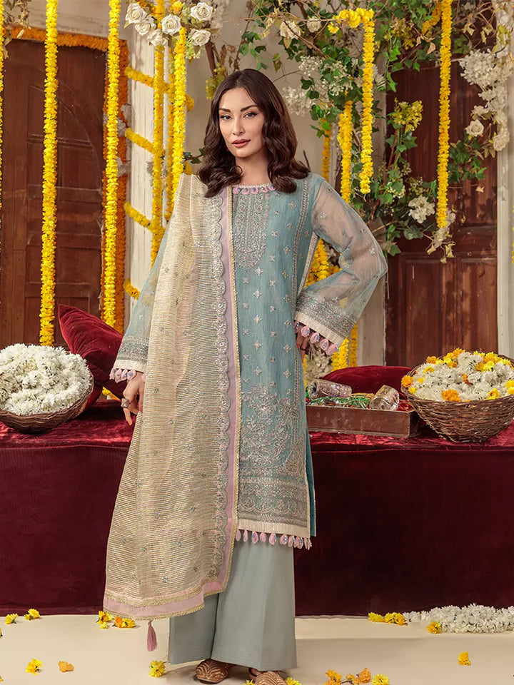 Salitex Unstitched Embroidered Cotton Net 3 Piece Suit SUNS7JI064UT - Festive Collection