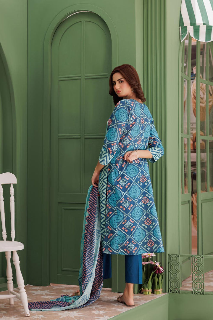 Senorita Women RTW Women Blue and Multicolor Casual 3 Piece Suit Cotton Lawn Printed LAD-03037 - Summer Collection