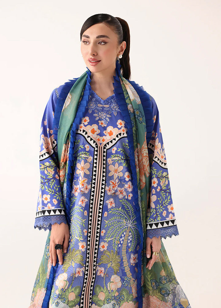 Rosette by Roheenaz Unstitched Lawn Embroidered 3 Piece Suit RNZ26UR Breeze Of Dawn-6A - Summer Collection