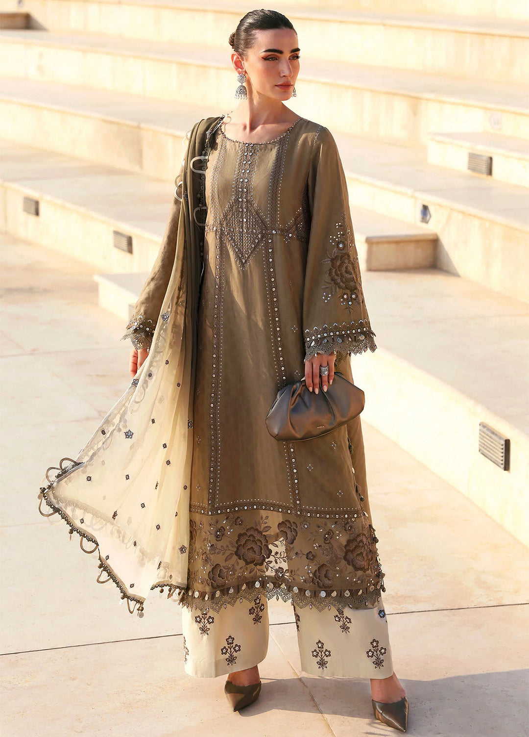 Maria B Unstitched Embroidered Luxury Lawn 3 Piece Suit MB26UEL 2A - Eid Collection