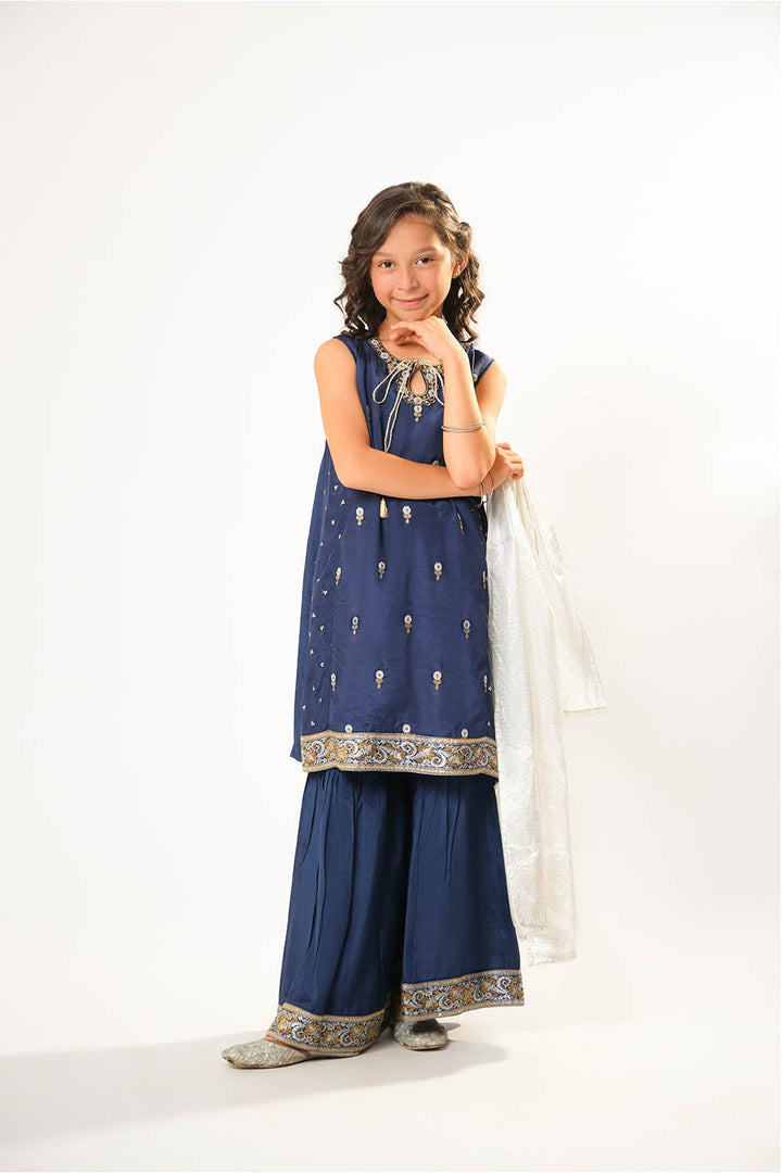 Senorita Kids RTW Kids formal clothes Blue and Multicolor Formal 3 Piece Suit Viscose Raw-Silk KDD-03105 - Summer Collection