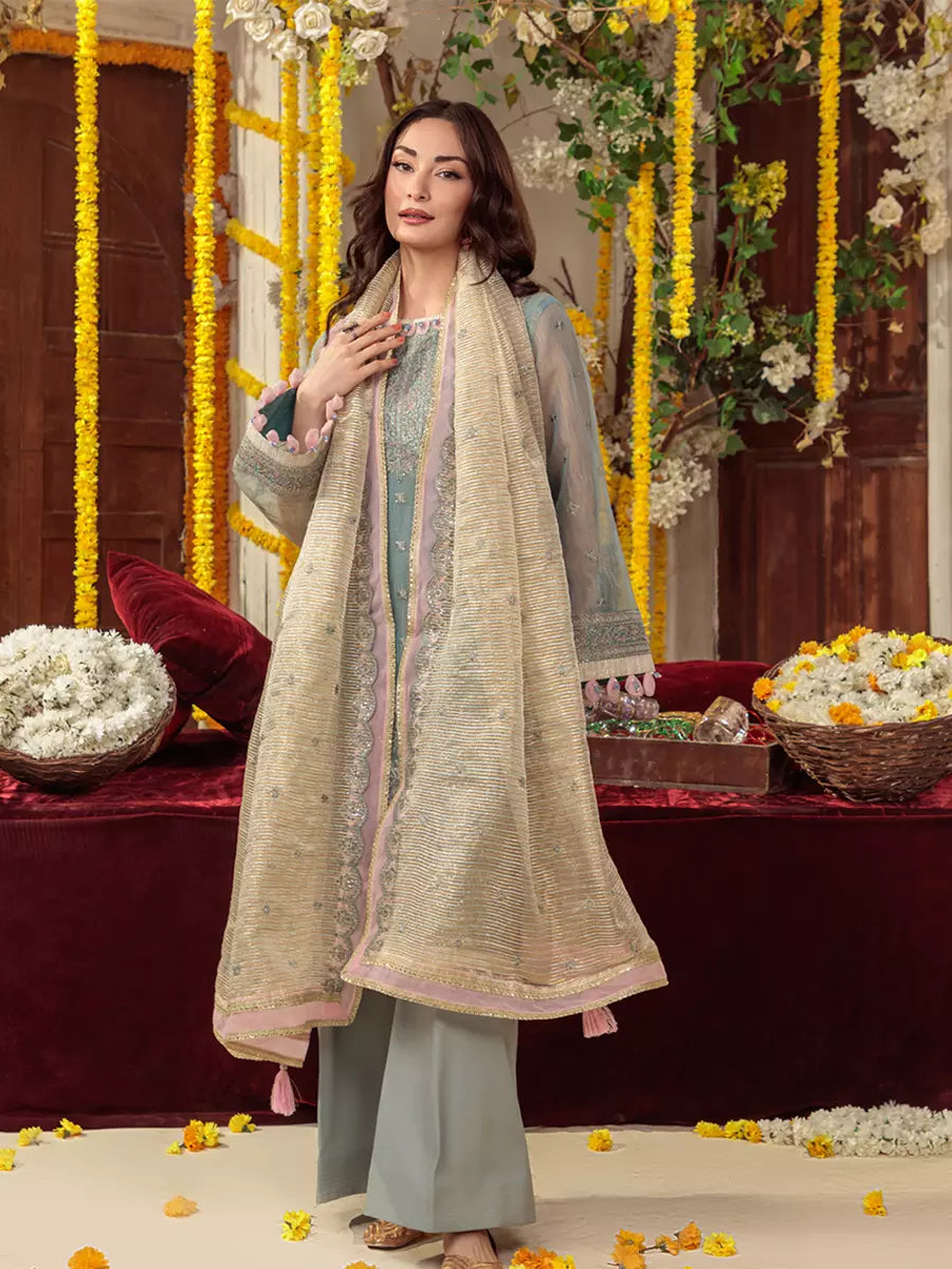 Salitex Unstitched Embroidered Cotton Net 3 Piece Suit SUNS7JI064UT - Festive Collection