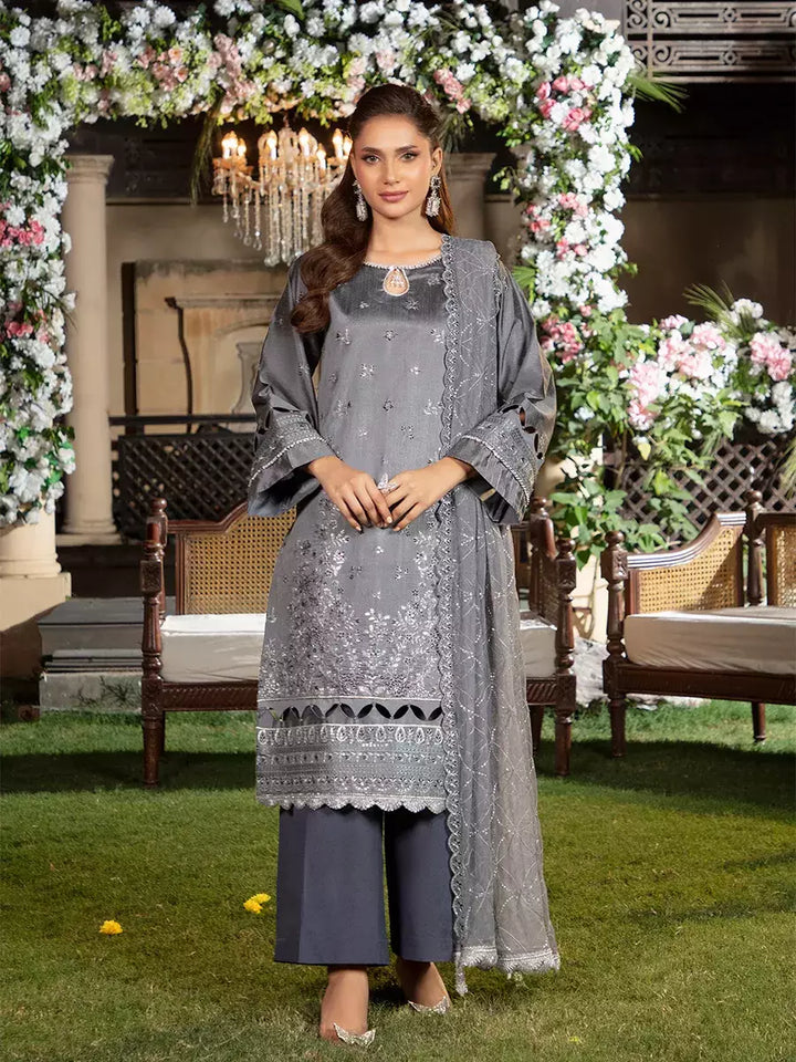 Jashn e Noor by Salitex Unstitched Embroidered 3 Piece Cotton Net SUNW7NO087 - Summer Collection