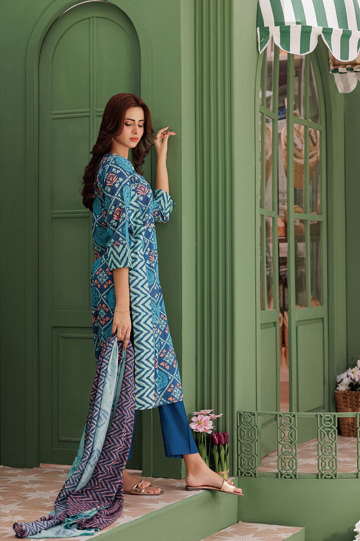 Senorita Women RTW Women Blue and Multicolor Casual 3 Piece Suit Cotton Lawn Printed LAD-03037 - Summer Collection