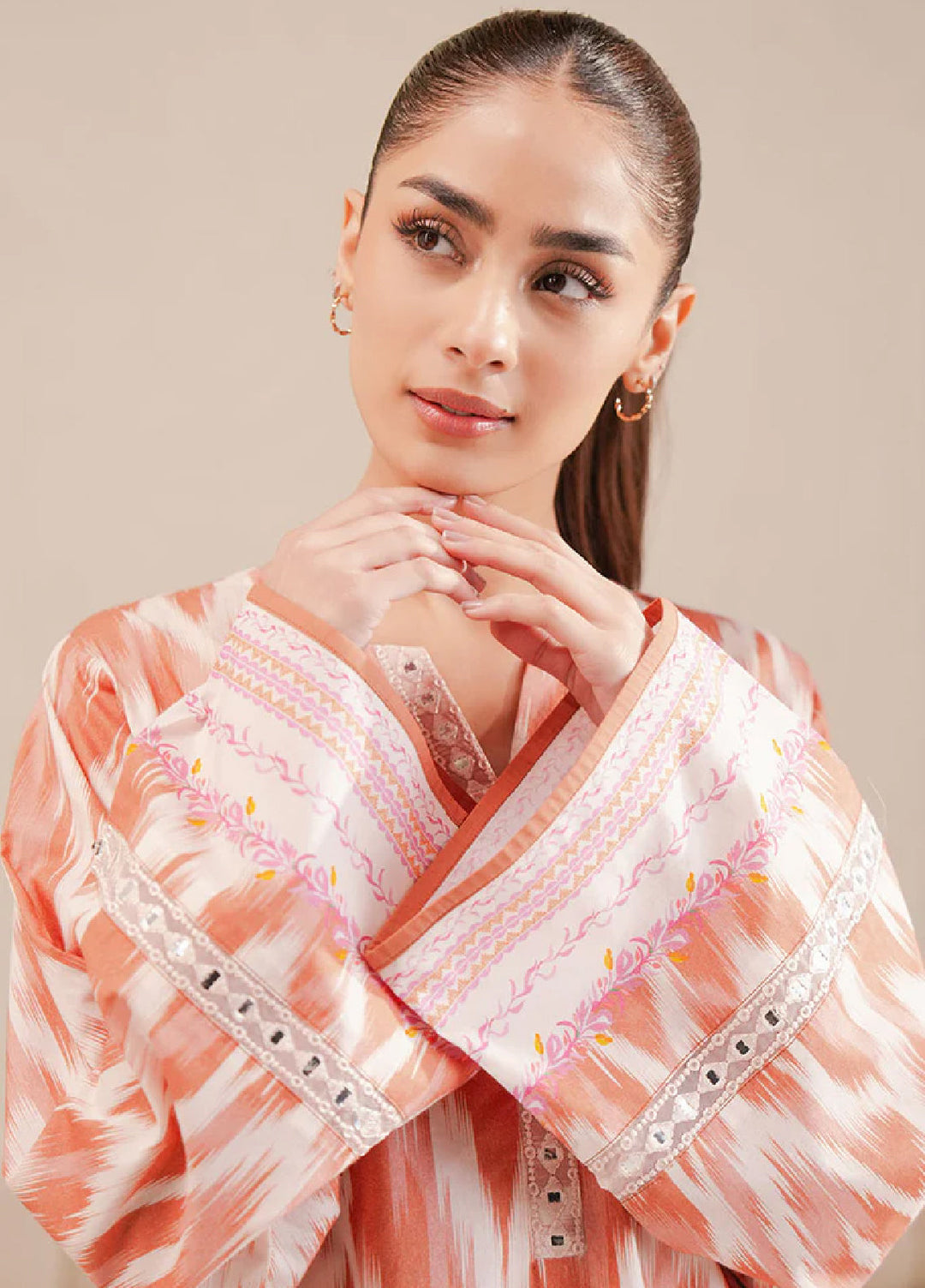 Cross Stitch Unstitched Lawn Embroidered Lawn 2 Piece Suit CS26UD D-14 Saffron Fade - Summer Collection