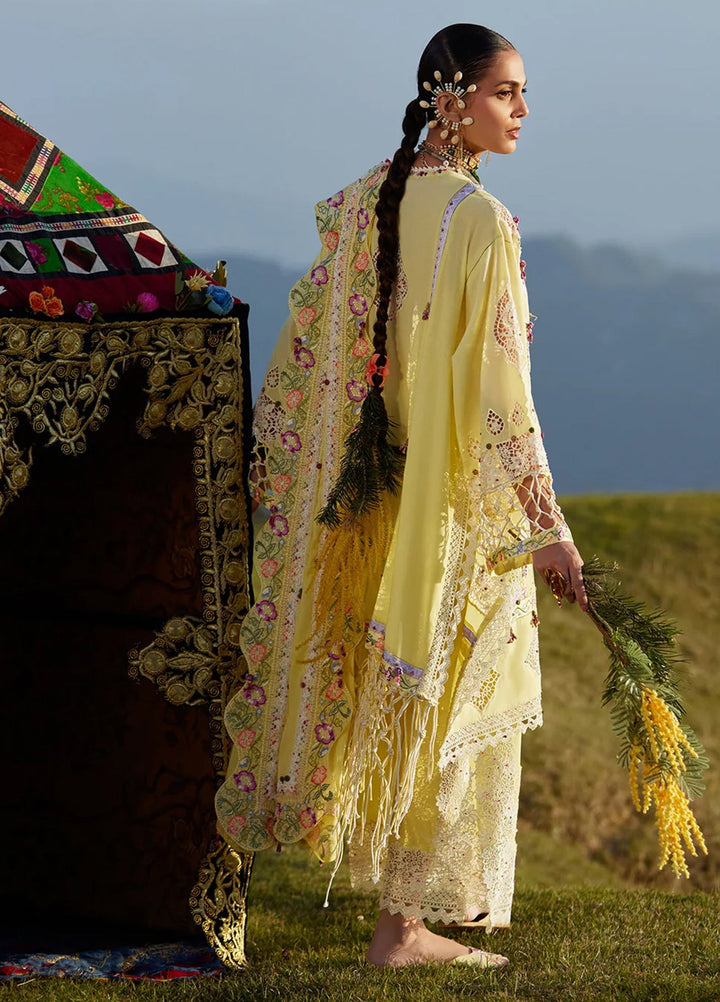 Kashmee Legacy by Elan Unstitched Embroidered Slub Lawn 3 Piece Suit EL26ULKL Neelune EL26-05A - Festive Collection