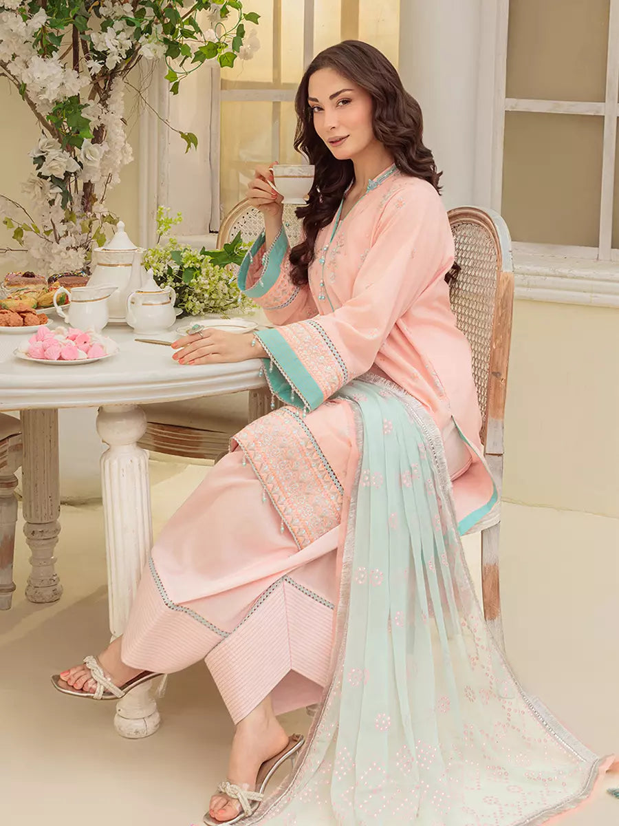 Salitex Unstitched Embroidered Cambric 3 Piece Suit UNS7MK004UT - Festive Collection
