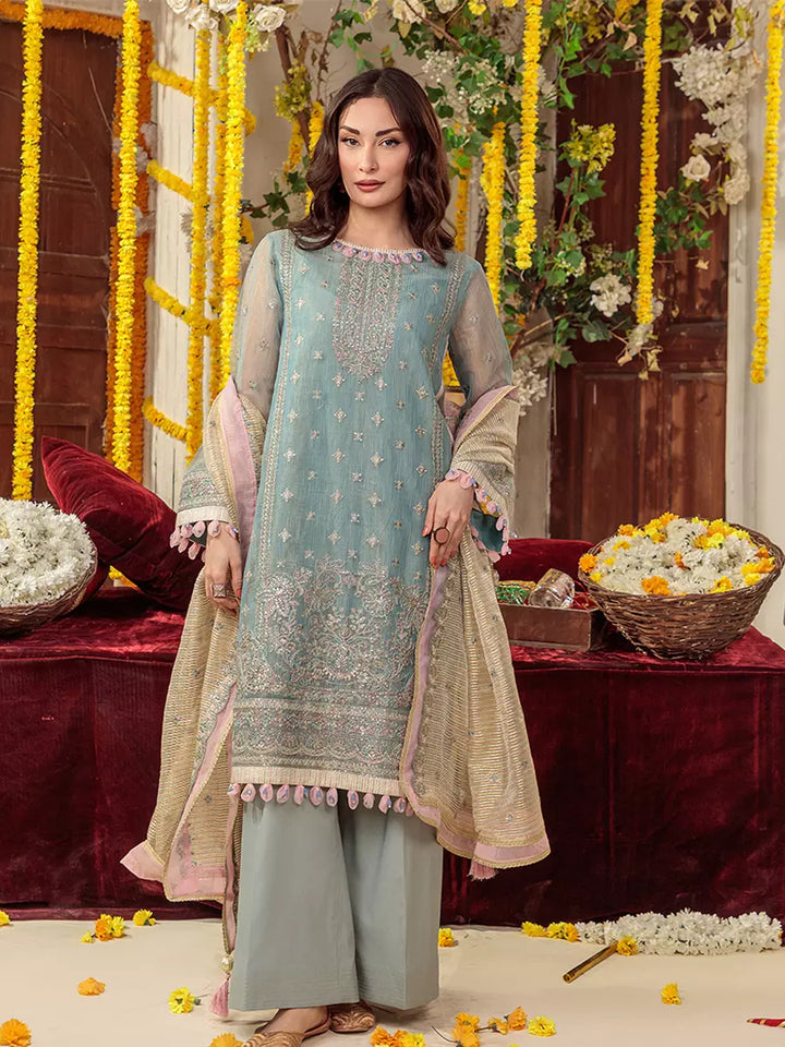 Salitex Unstitched Embroidered Cotton Net 3 Piece Suit SUNS7JI064UT - Festive Collection