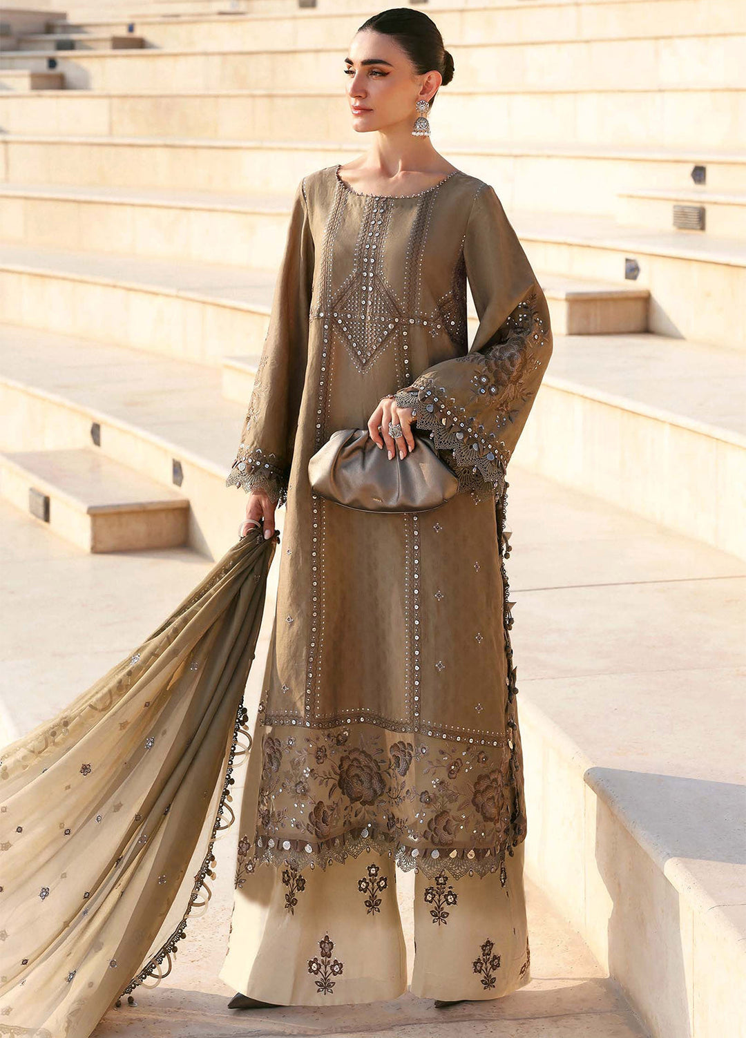 Maria B Unstitched Embroidered Luxury Lawn 3 Piece Suit MB26UEL 2A - Eid Collection
