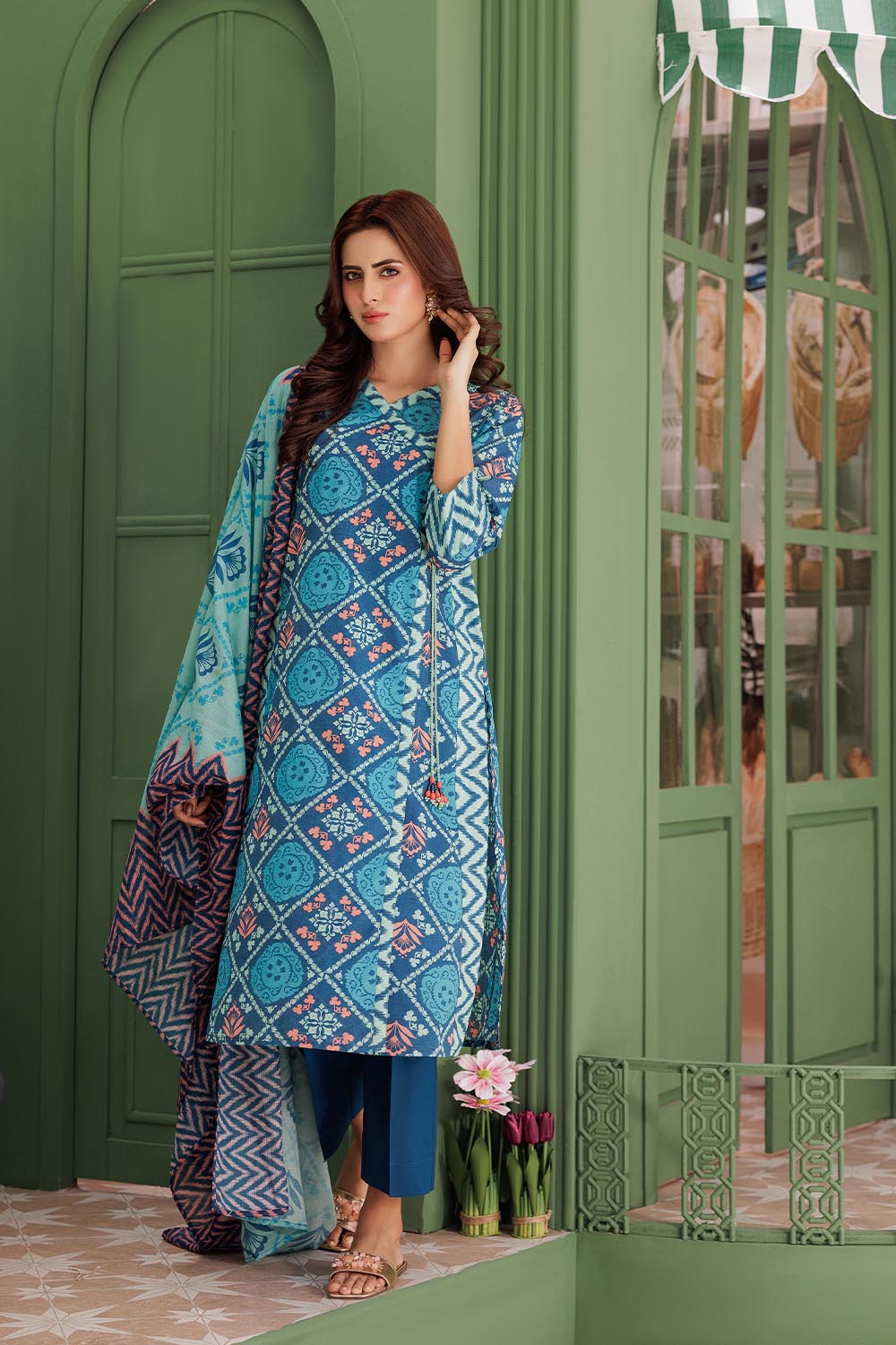 Senorita Women RTW Women Blue and Multicolor Casual 3 Piece Suit Cotton Lawn Printed LAD-03037 - Summer Collection