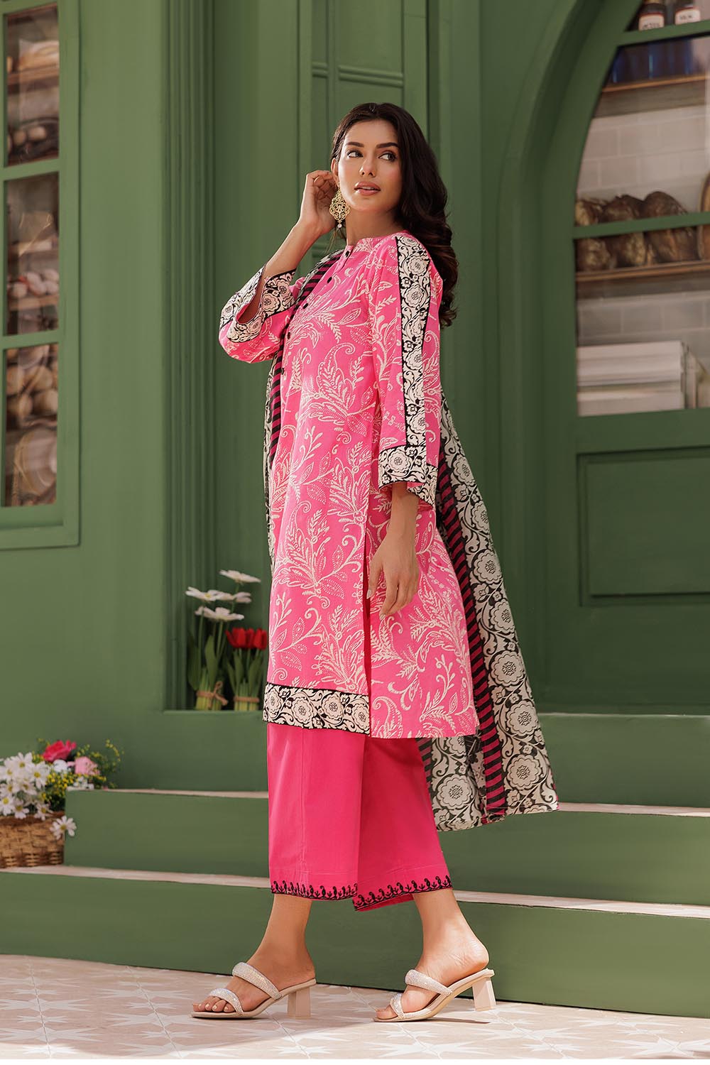 Senorita Women RTW Women Pink and Multicolor Casual 3 Piece Suit Cotton Lawn Printed LAD-03015 - Summer Collection