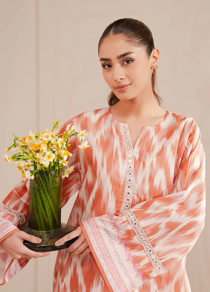 Cross Stitch Unstitched Lawn Embroidered Lawn 2 Piece Suit CS26UD D-14 Saffron Fade - Summer Collection