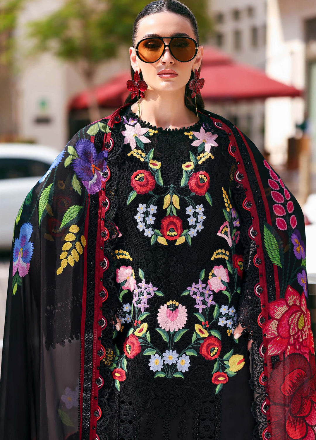 Maria B Unstitched Embroidered Luxury Lawn 3 Piece Suit MB26UEL 10B - Eid Collection