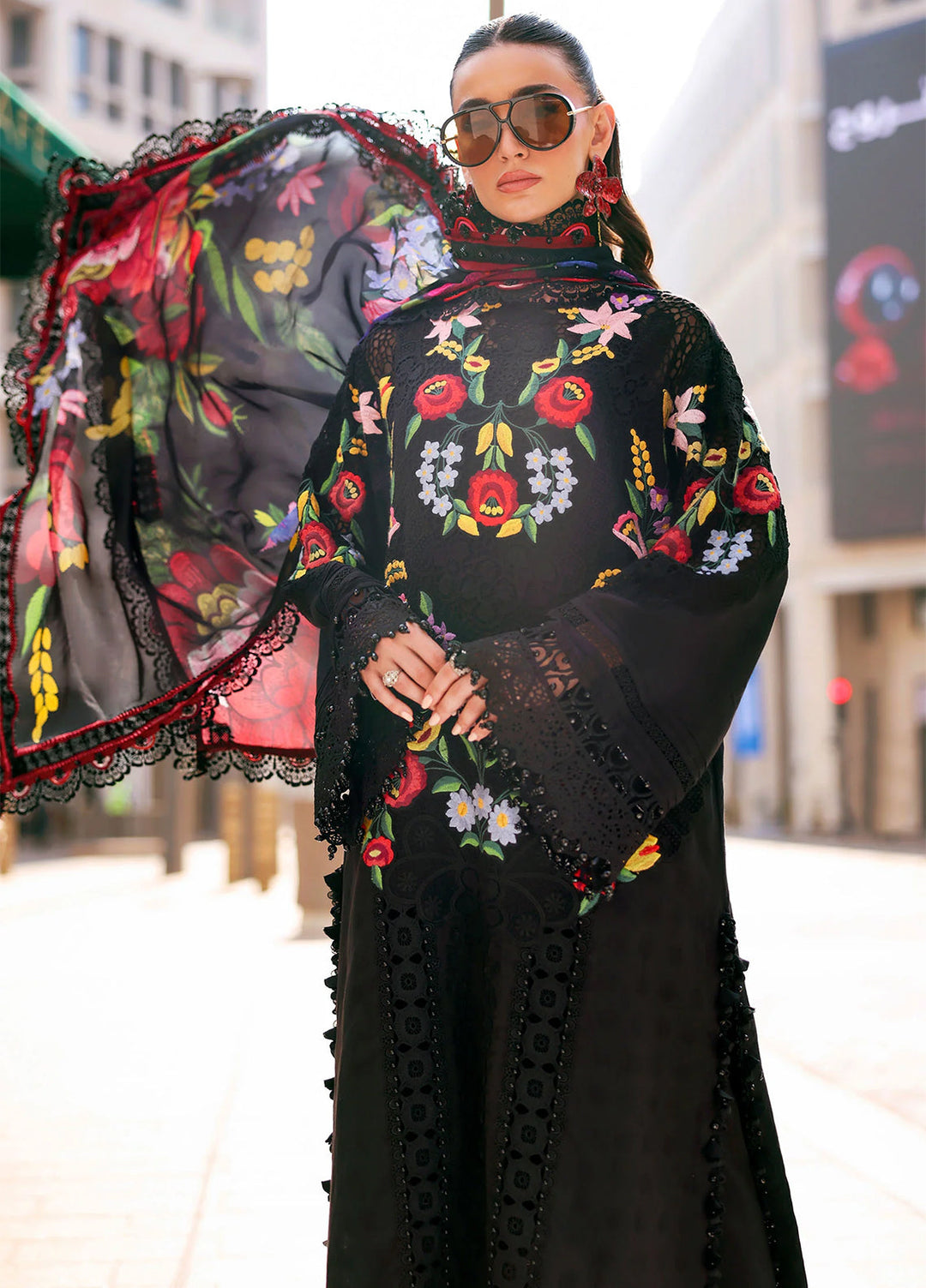 Maria B Unstitched Embroidered Luxury Lawn 3 Piece Suit MB26UEL 10B - Eid Collection