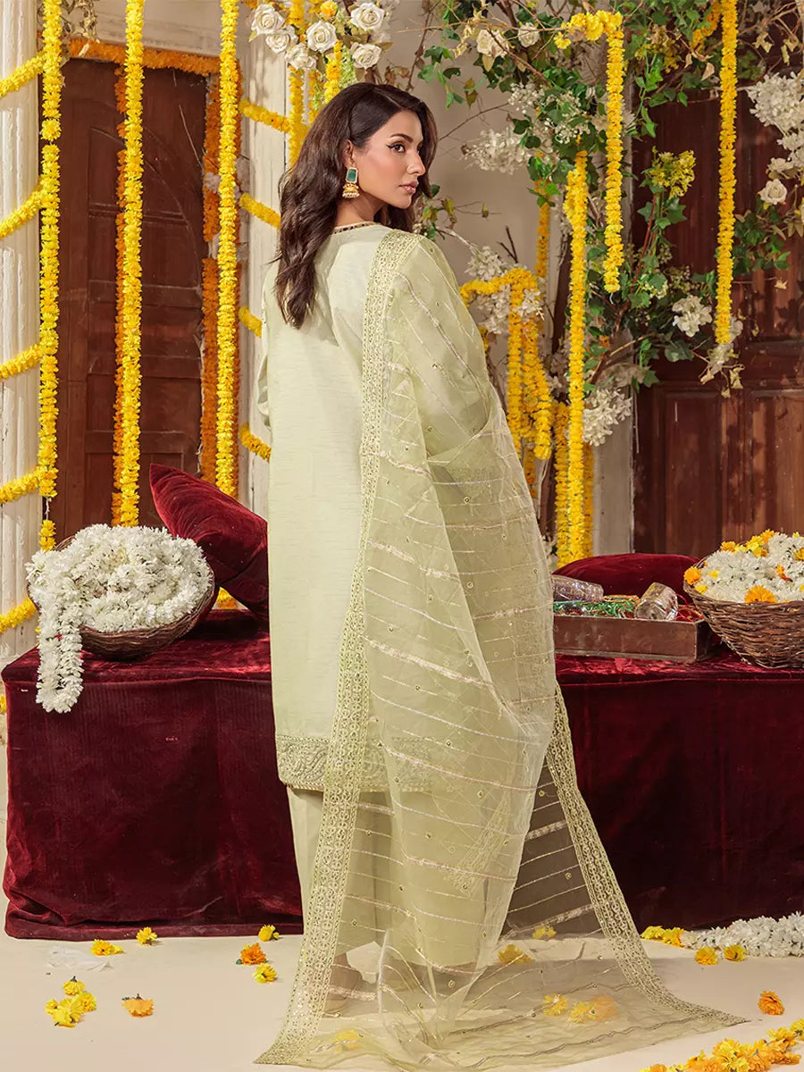 Salitex Unstitched Embroidered Raw Silk 3 Piece Suit SUNS7JI062UT - Festive Collection