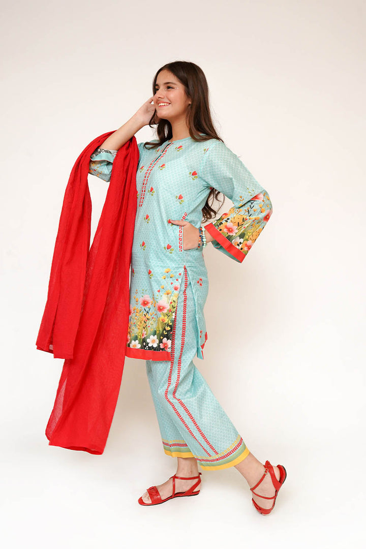 Senorita Girls RTW Printed Cotton Lawn 3 Piece Suit GAD-03474 Eid Collection