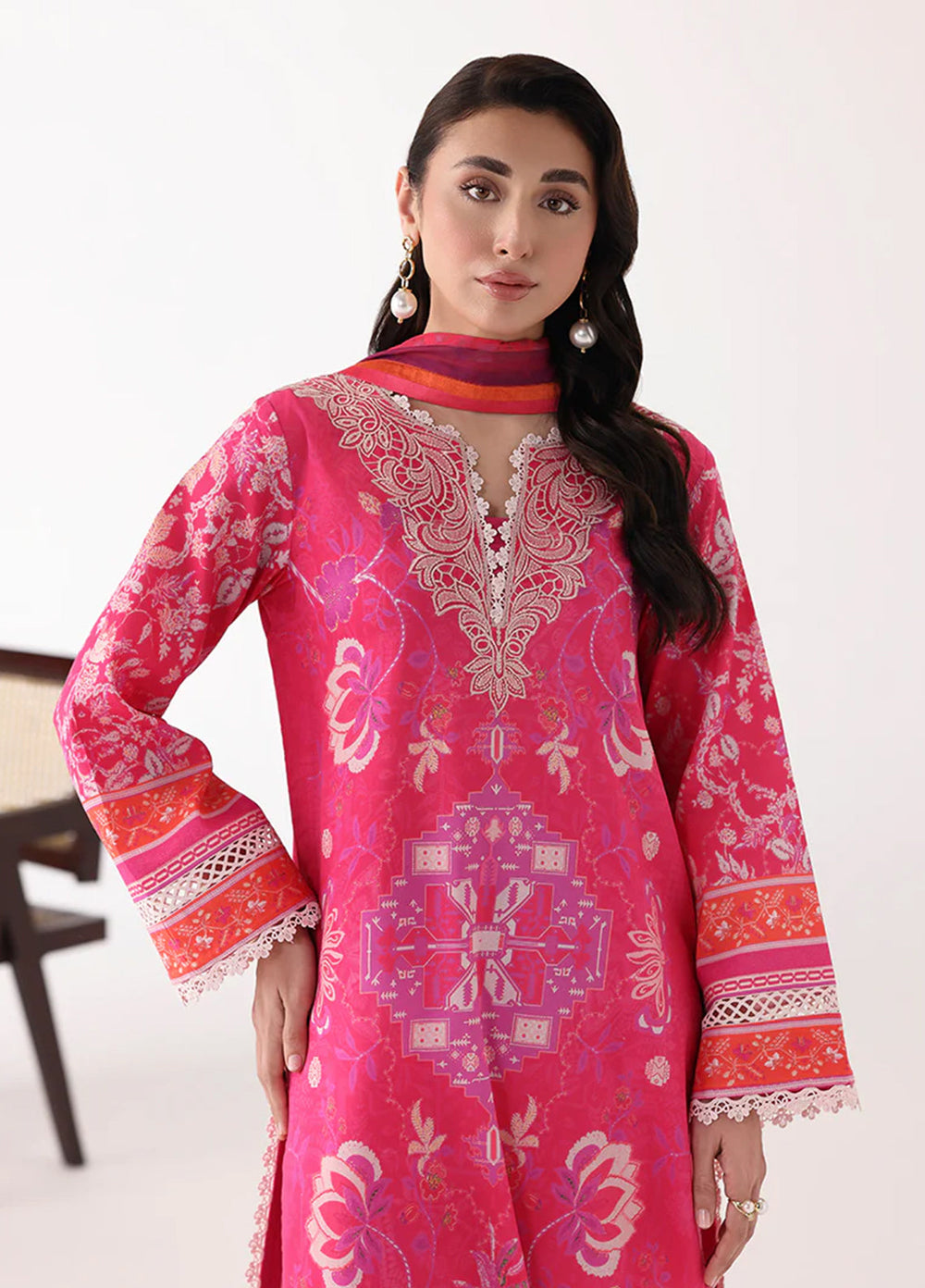 Rosette by Roheenaz Unstitched Lawn Embroidered 3 Piece Suit RNZ26UR Lumina-8A - Summer Collection