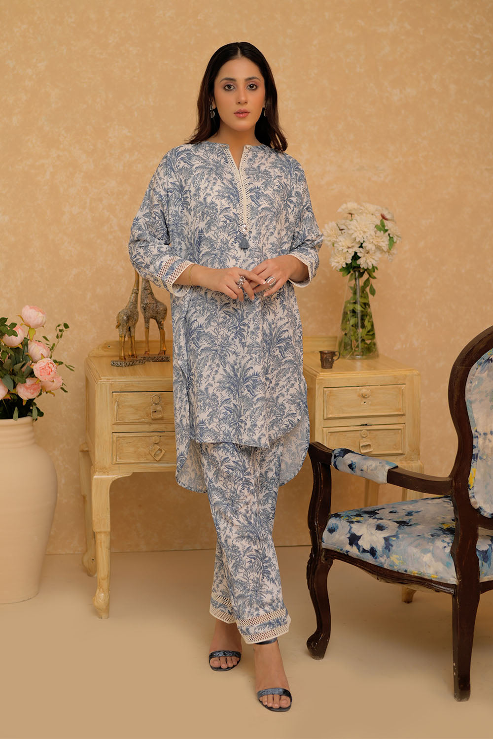 Senorita Women RTW Women White and Gray Casual 2 Piece Suit Polyester Lawn Printed LAC-02931 - Summer Collection