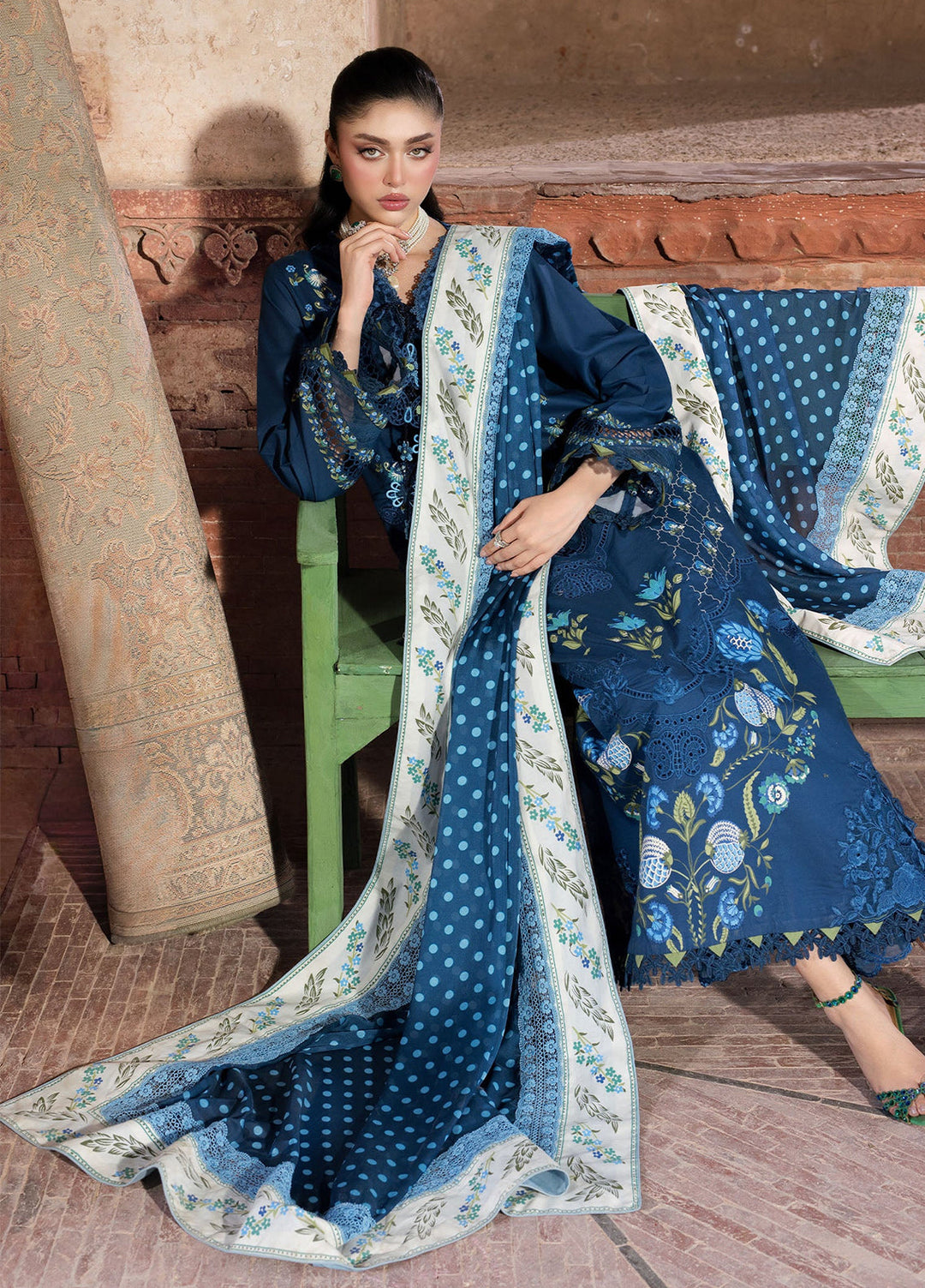 Bloom by Saira Shakira Unstitched Embroidered Lawn 3 Piece Suit SSR26ULB LILY-02B - Eid Collection