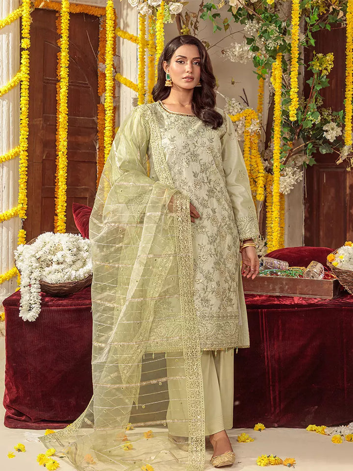 Salitex Unstitched Embroidered Raw Silk 3 Piece Suit SUNS7JI062UT - Festive Collection