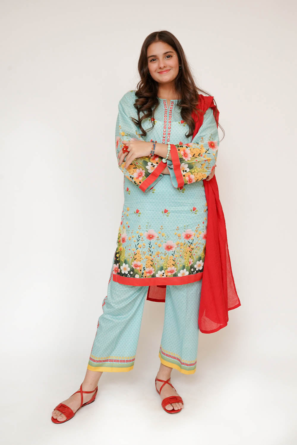 Senorita Girls RTW Printed Cotton Lawn 3 Piece Suit GAD-03474 Eid Collection