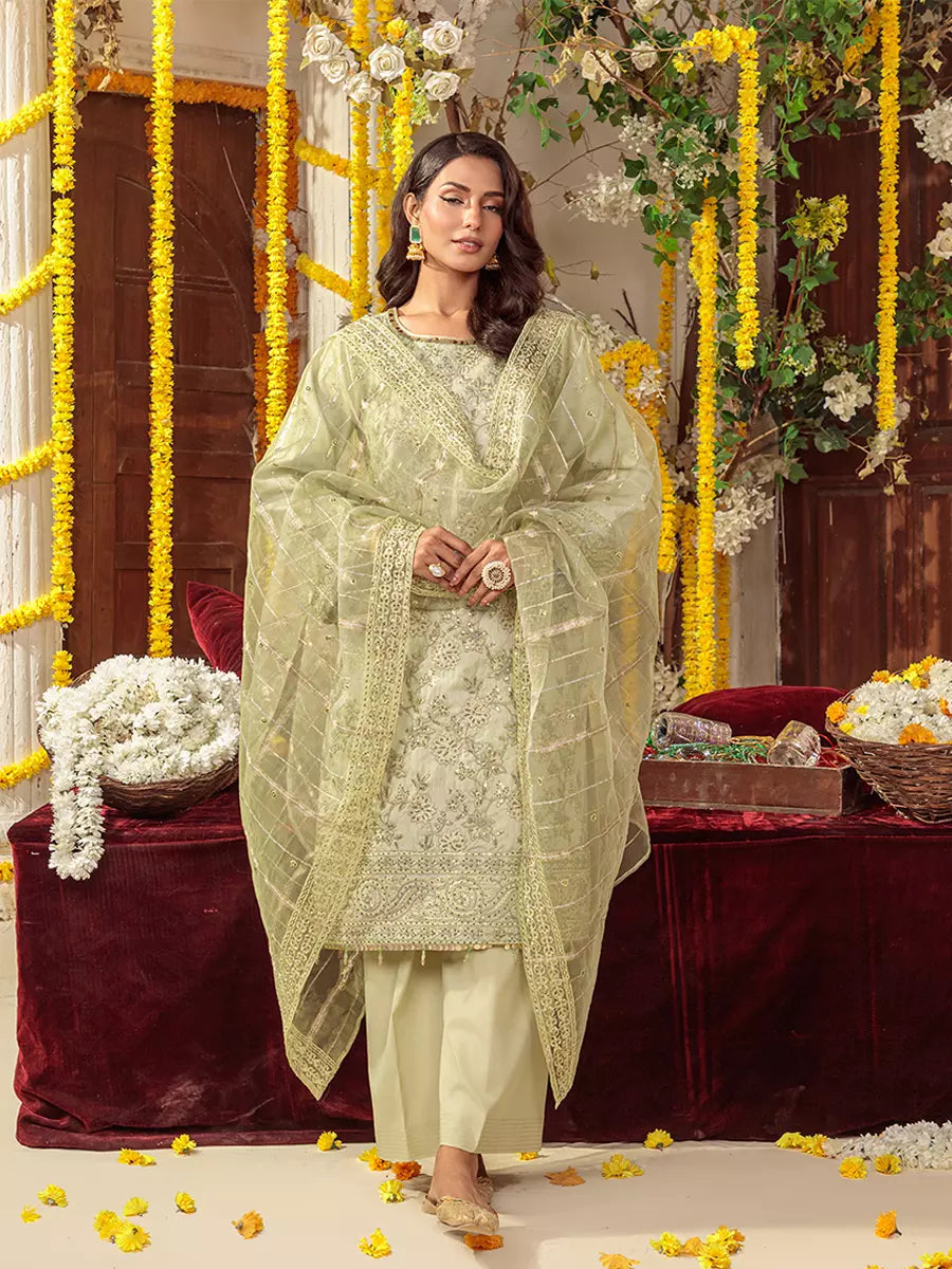 Salitex Unstitched Embroidered Raw Silk 3 Piece Suit SUNS7JI062UT - Festive Collection