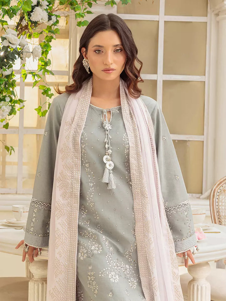 Salitex Unstitched Embroidered Cambric 3 Piece Suit UNS7MK003UT - Festive Collection