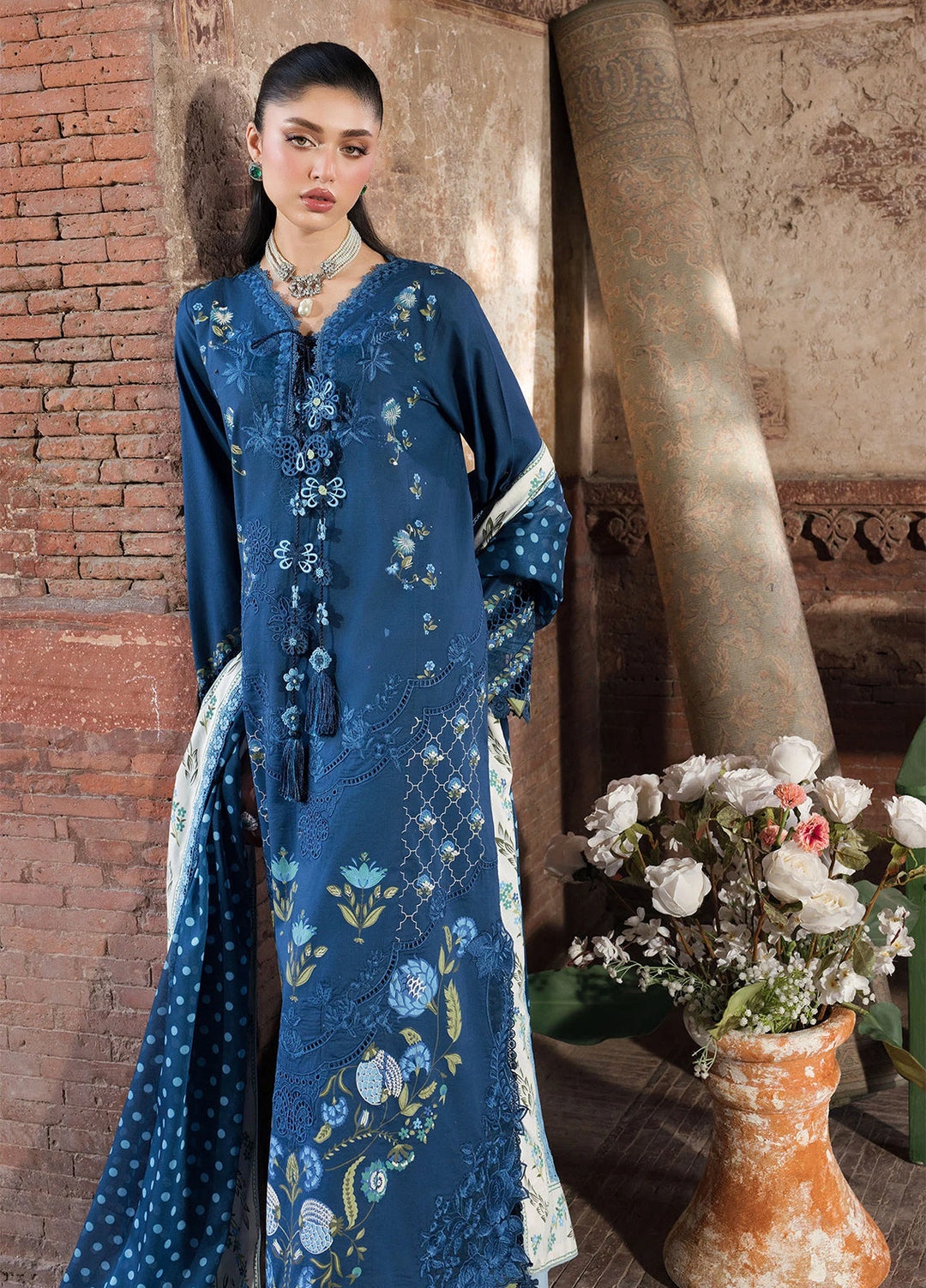Bloom by Saira Shakira Unstitched Embroidered Lawn 3 Piece Suit SSR26ULB LILY-02B - Eid Collection