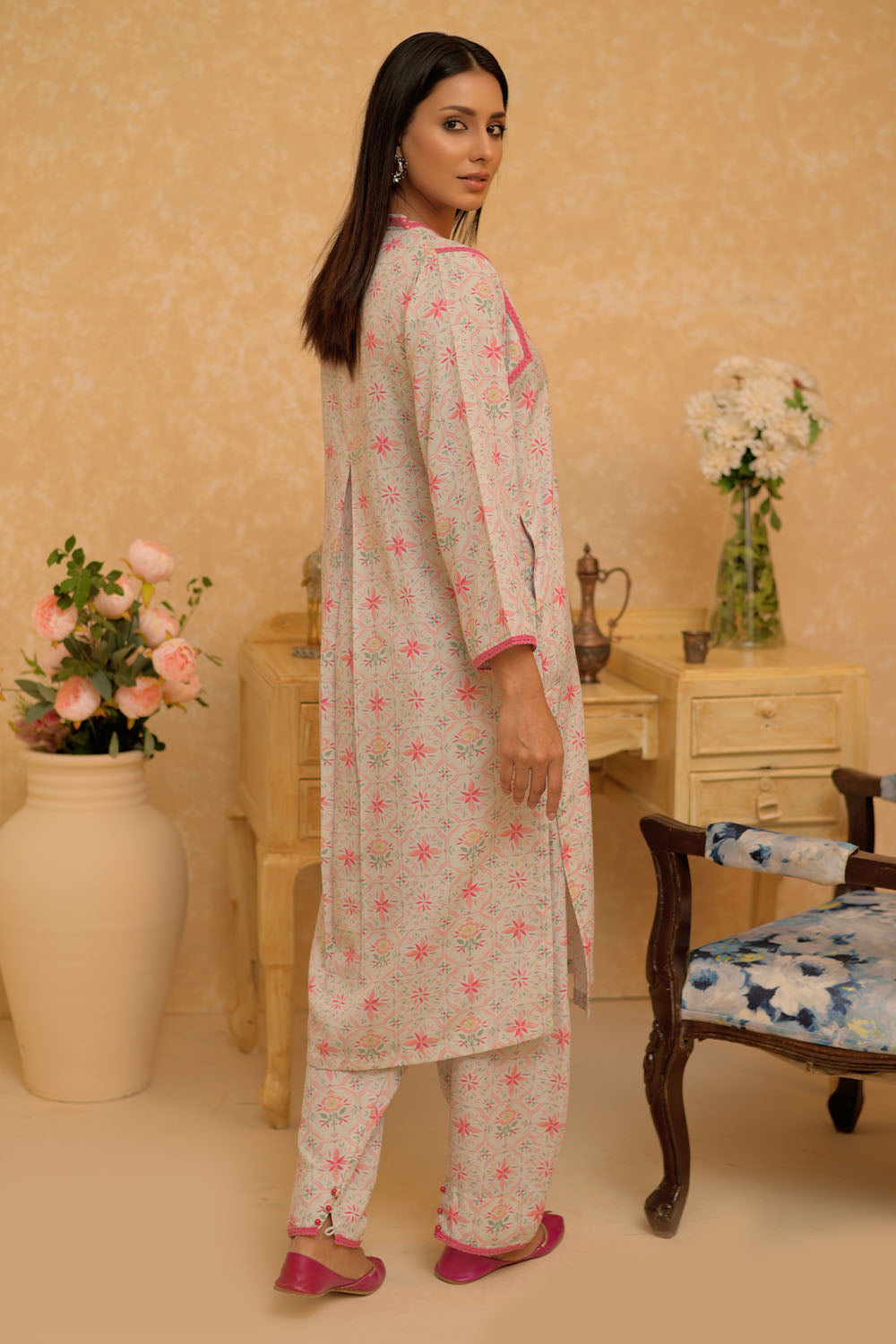 Senorita Women RTW Women Light Green and Multicolor Casual 2 Piece Suit Polyester Lawn Printed LAC-02937 - Summer Collection