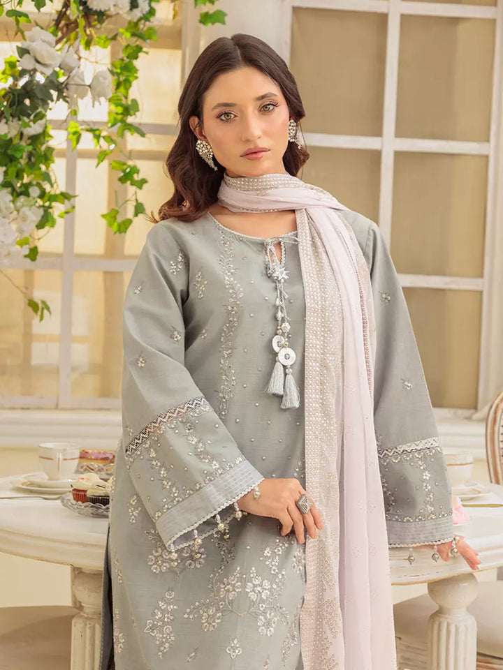 Salitex Unstitched Embroidered Cambric 3 Piece Suit UNS7MK003UT - Festive Collection