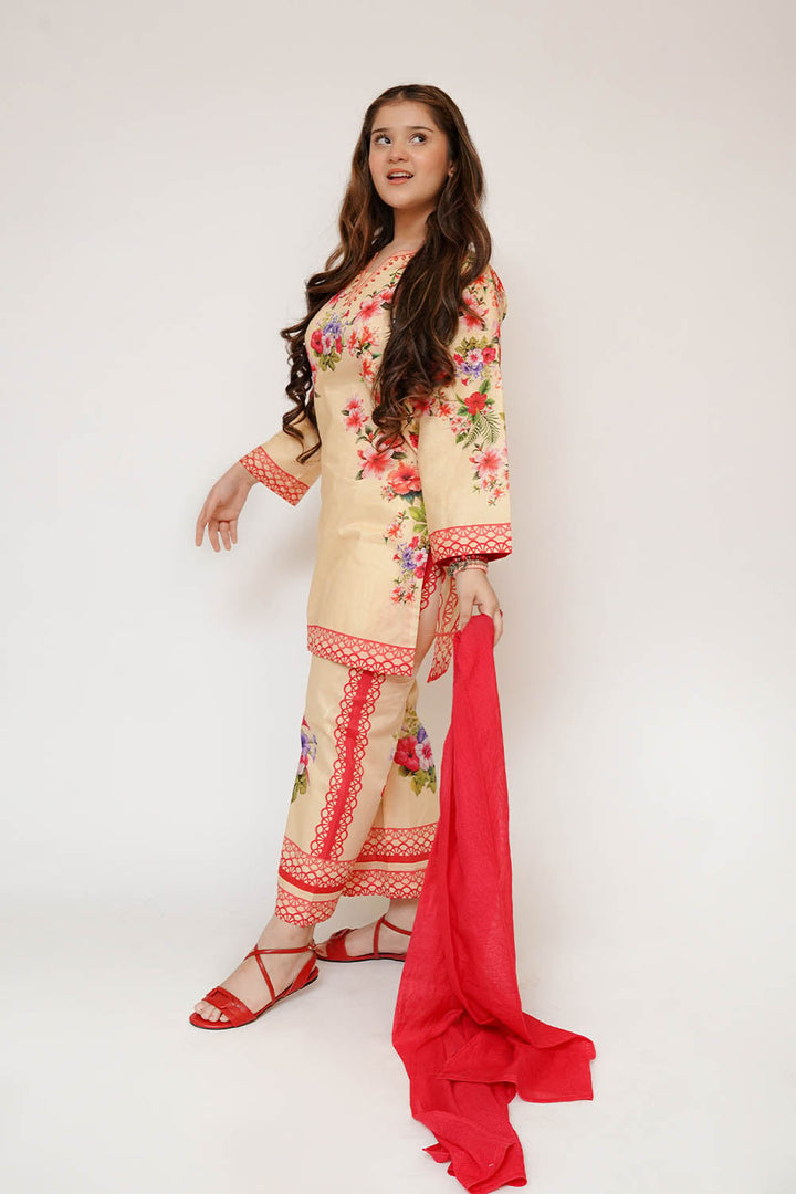 Senorita Girls RTW Printed Cotton Lawn 3 Piece Suit GAD-03475 Eid Collection