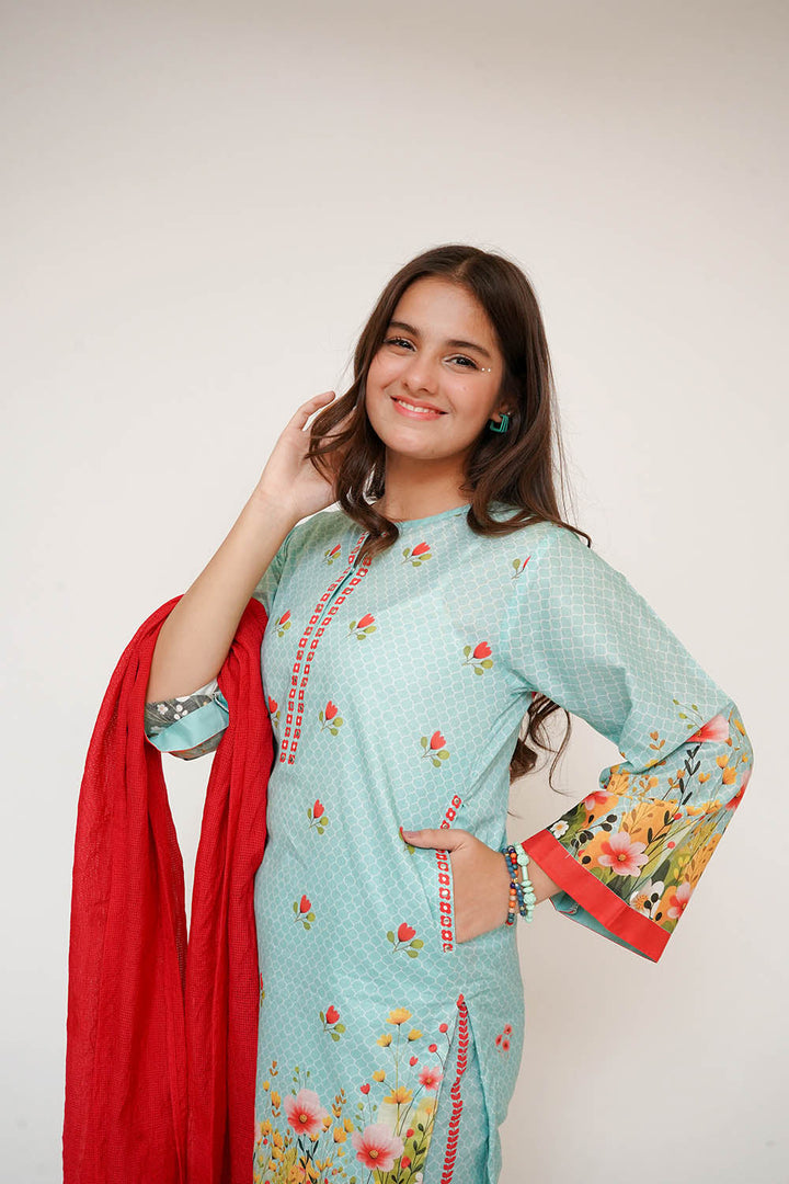 Senorita Girls RTW Printed Cotton Lawn 3 Piece Suit GAD-03474 Eid Collection