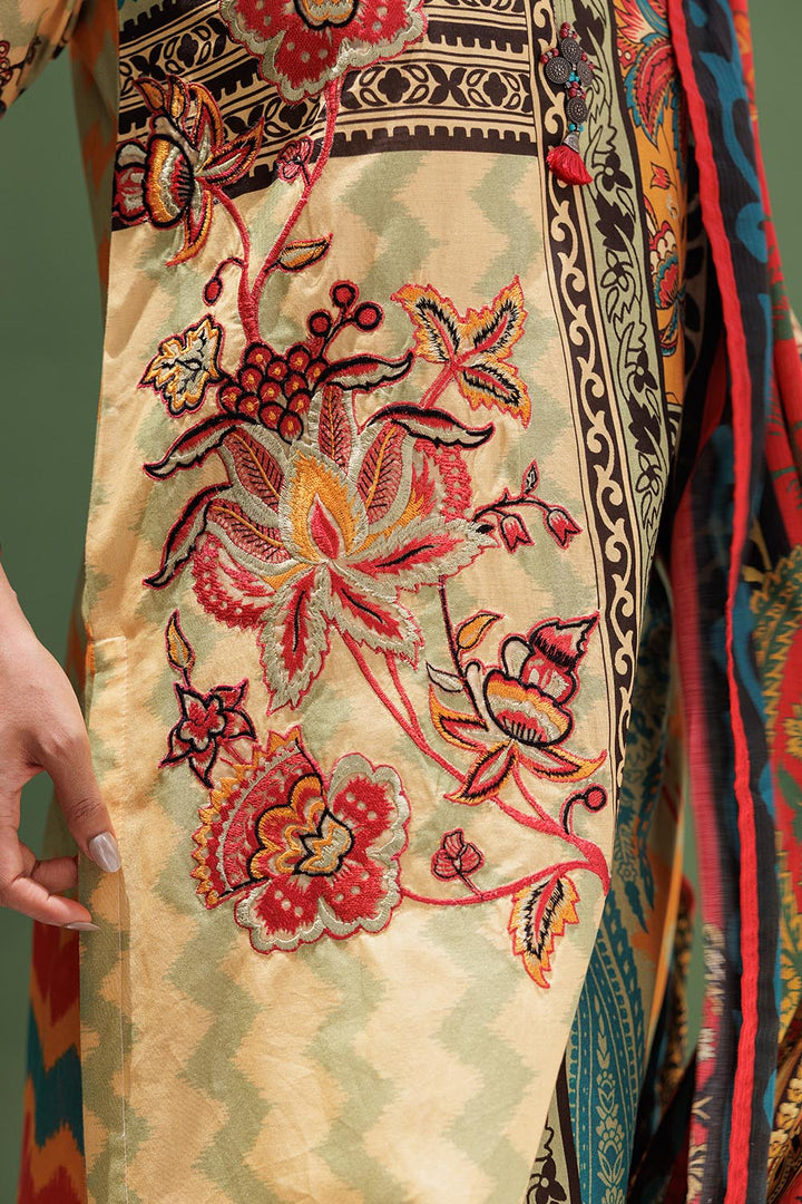 Senorita Women RTW Women Yellow and Multicolor Casual 3 Piece Suit Cotton Lawn Printed LAD-03038 - Summer Collection