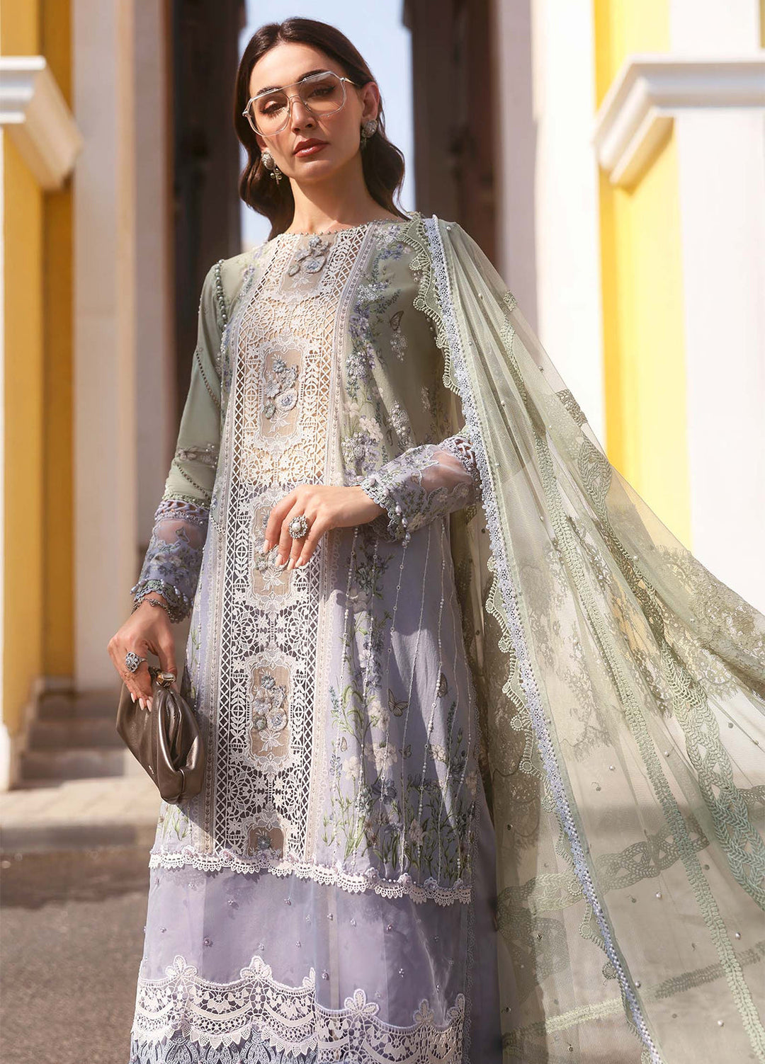 Maria B Unstitched Embroidered Luxury Lawn 3 Piece Suit MB26UEL 6B - Eid Collection